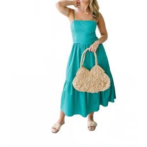 NEW BIG WATER BLUE SKY brinley tiered midi dress in jade green